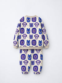 Blue Purple Lion Jogger Set flat lay by Anaario