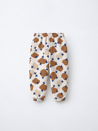 Brown-Beige Cross Hooded Barrel Pant Set flat lay by Anaario