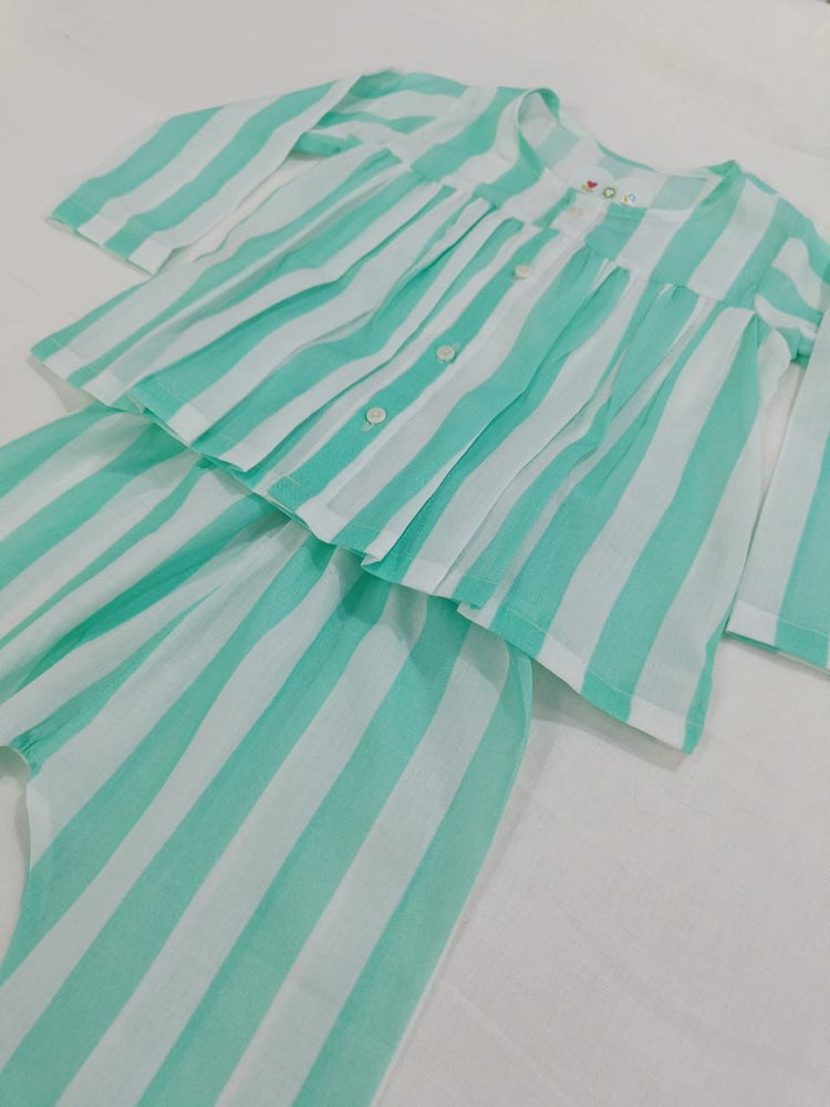 Mint Green Stripes- Night Wear