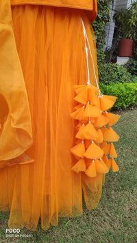 Orange Barfi Lehenga Set