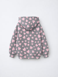 Pink & Grey Hearts Hooded Jogger Set flat lay by Anaario