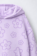 Lavender Flowers Hooded Barrel Pant Set flat lay by Anaario