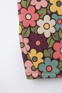 Brown Flowers Hooded Barrel Pant Set flat lay by Anaario