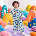 Blue Dinosaur Jogger Set on boy by Anaario – winter kidswear