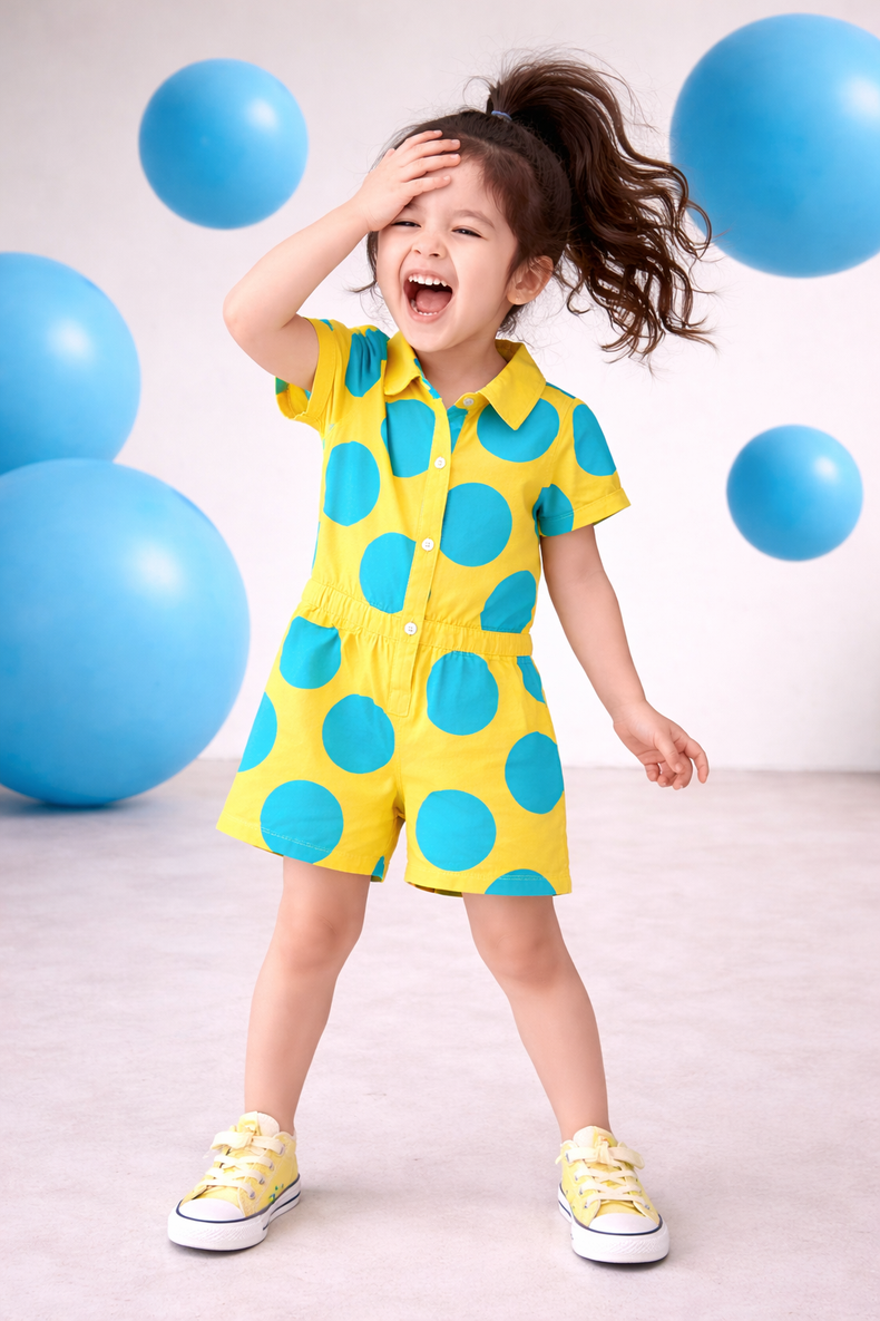 The Canary Teal Pop Romper