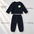 Navy YO Fleece Set feature highlights by Anaario – super soft, warm cotton fleece, no lining
