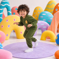 Olive Green Gingerbread Fleece Set on child by Anaario – winter fleecewear