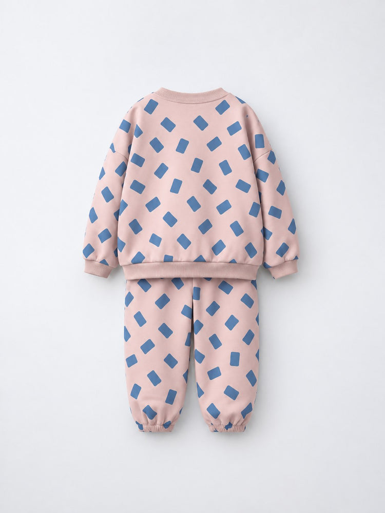 Pink-Blue Rectangle Jogger Set flat lay by Anaario