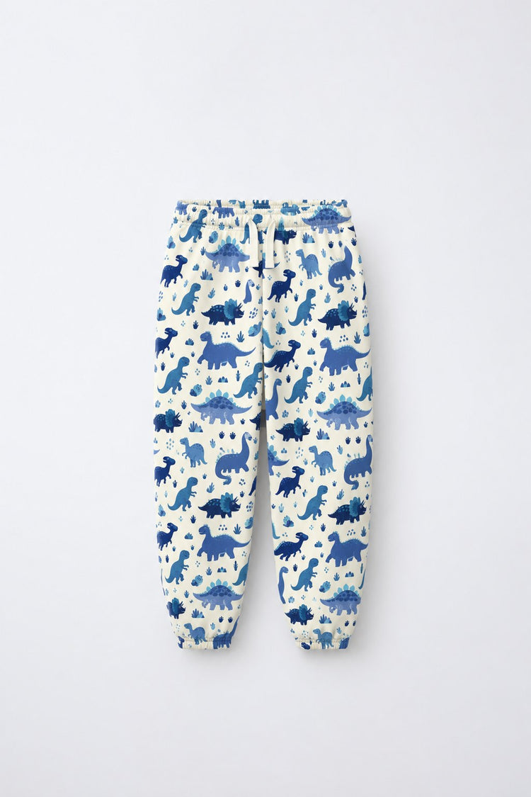 Blue Dinosaur Jogger Set flat lay by Anaario