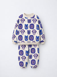 Blue Purple Lion Jogger Set flat lay by Anaario