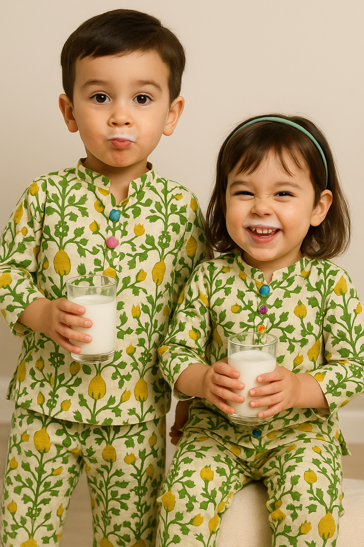 Yellow Green Cotton Co-ord Set