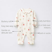 Cherry & Bunny Bamboo Baby Sleepsuit – Zip Romper Onesie features