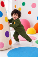 Olive Green Gingerbread Fleece Set on child by Anaario – winter fleecewear