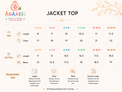 Anaario baby girl jacket lehenga set size chart in inches, 0-3 months to 18-24 months