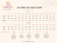 Anaario co-ord set size chart in inches