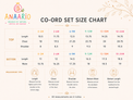 Anaario co-ord set size chart in inches