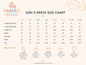 Anaario girls dress size chart in inches