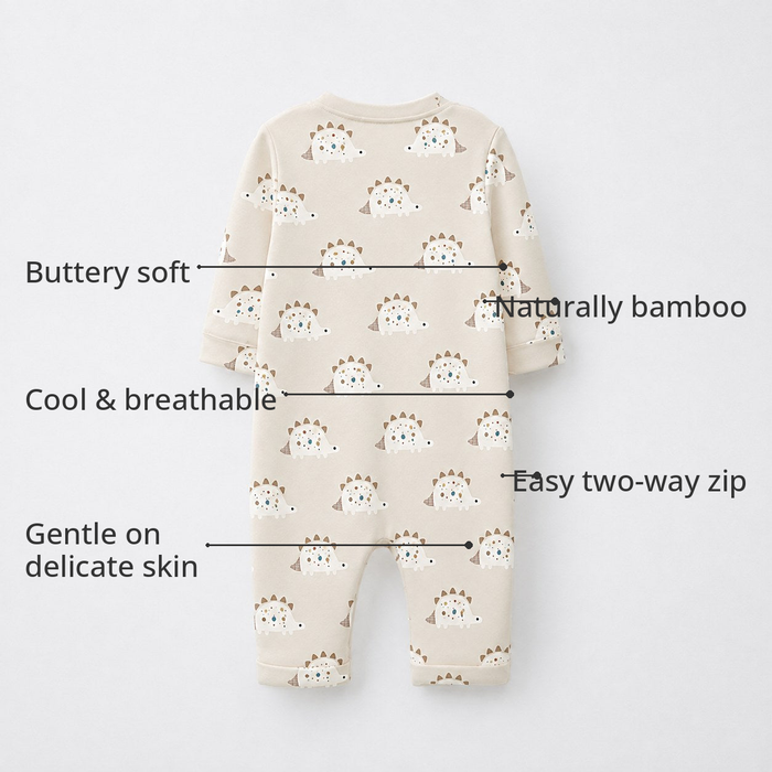 Animal Friends Bamboo Baby Sleepsuit – Zip Romper Onesie Combo – features