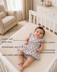 Anaario Blush Dot Tiered Dress Set features - organic cotton, super soft and rash free, breathable, gets softer with every wash, customised measurements
