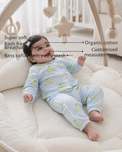 Anaario Crocodile Set features - organic cotton, super soft and rash free, breathable, gets softer with every wash, customised measurements