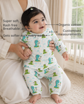 Anaario Dino-Kites Set features - organic cotton, super soft and rash free, breathable, gets softer with every wash, customised measurements