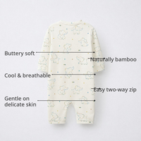 Baby Elephant Bamboo Baby Sleepsuit – Zip Romper Onesie – features