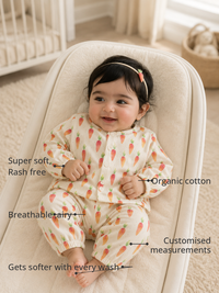 Anaario Garden carrots Set features - organic cotton, super soft and rash free, breathable, gets softer with every wash, customised measurements