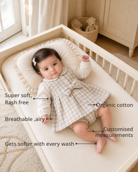 Anaario Grey Blush Tiered Dress Set features - organic cotton, super soft and rash free, breathable, gets softer with every wash, customised measurements