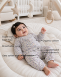 Anaario Lilac Bloom Garden Set features - organic cotton, super soft and rash free, breathable, gets softer with every wash, customised measurements