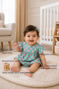 Anaario Mint Pink Dot Frill Dress Set features - organic cotton, super soft and rash free, breathable, gets softer with every wash, customised measurements
