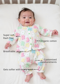 Anaario Pastel multicolor alphabets features - organic cotton, super soft and rash free, breathable, gets softer with every wash, customised measurements