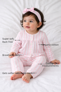 Anaario Pink stripes Set features - organic cotton, super soft and rash free, breathable, gets softer with every wash, customised measurements