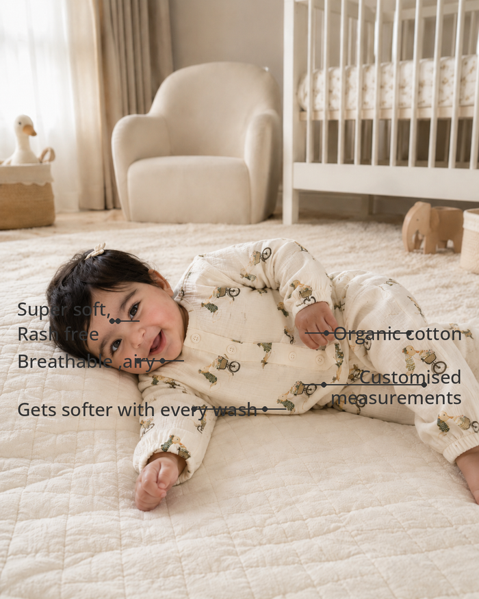 Anaario Retro Scooters Set features - organic cotton, super soft and rash free, breathable, gets softer with every wash, customised measurements