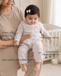 Anaario Whispering Pink Set features - organic cotton, super soft and rash free, breathable, gets softer with every wash, customised measurements