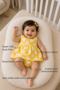 Anaario Yellow Polka Dot Dress Set features - organic cotton, super soft and rash free, breathable, gets softer with every wash, customised measurements