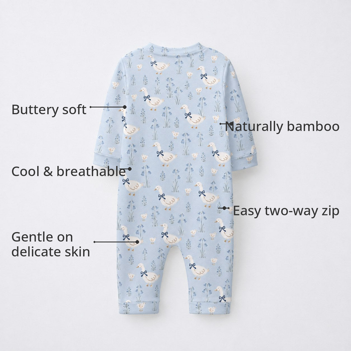 Blue Duck Bamboo Baby Sleepsuit – Zip Romper Onesie Combo – features