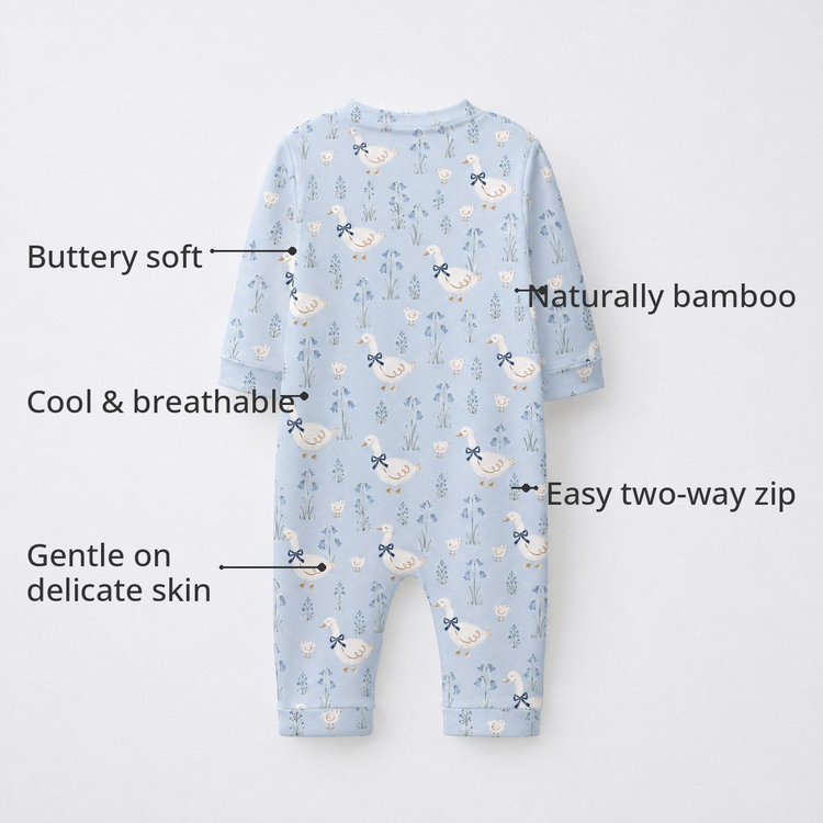 Blue Duck Bamboo Baby Sleepsuit – Zip Romper Onesie Combo – features