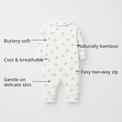 Blue Elephant Bamboo Baby Sleepsuit – Zip Romper Onesie – features