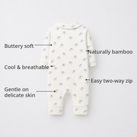 Blue Elephant Bamboo Baby Sleepsuit – Zip Romper Onesie – features