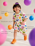 Anaario Doodle Squad Co-ord Set features - organic cotton, super soft and rash free, breathable, gets softer with every wash, customised measurements