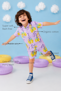 Anaario Lemon Lavender Shorts features - organic cotton, super soft and rash free, breathable, gets softer with every wash, customised measurements
