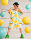 Anaario Lemon Squeeze Co-ord Set features - organic cotton, super soft and rash free, breathable, gets softer with every wash, customised measurements