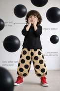 Anaario Midnight Dot Wrap Co-ord Set features - organic cotton, super soft and rash free, breathable, gets softer with every wash, customised measurements