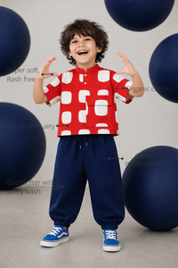 Anaario Navy Joggers features - organic cotton, super soft and rash free, breathable, gets softer with every wash, customised measurements