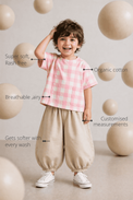 Anaario Pink Check Pocket Co-ord Set features - organic cotton, super soft and rash free, breathable, gets softer with every wash, customised measurements