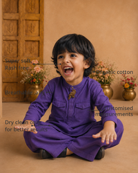 Anaario Purple Parrot-Motif Kurta Set features - organic cotton, super soft and rash free, breathable, dry clean only, customised measurements