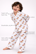 Anaario Rainbow Zebra Night Suit features - organic cotton, super soft and rash free, breathable, gets softer with every wash, customised measurements