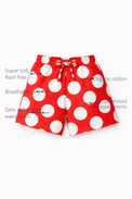 Anaario Red Pop Shorts features - organic cotton, super soft and rash free, breathable, gets softer with every wash, customised measurements