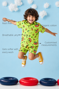 Anaario Summer Avocado Shorts features - organic cotton, super soft and rash free, breathable, gets softer with every wash, customised measurements