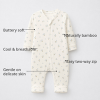 Bunny & Blossom Bamboo Baby Sleepsuit – Zip Romper Onesie Combo – features